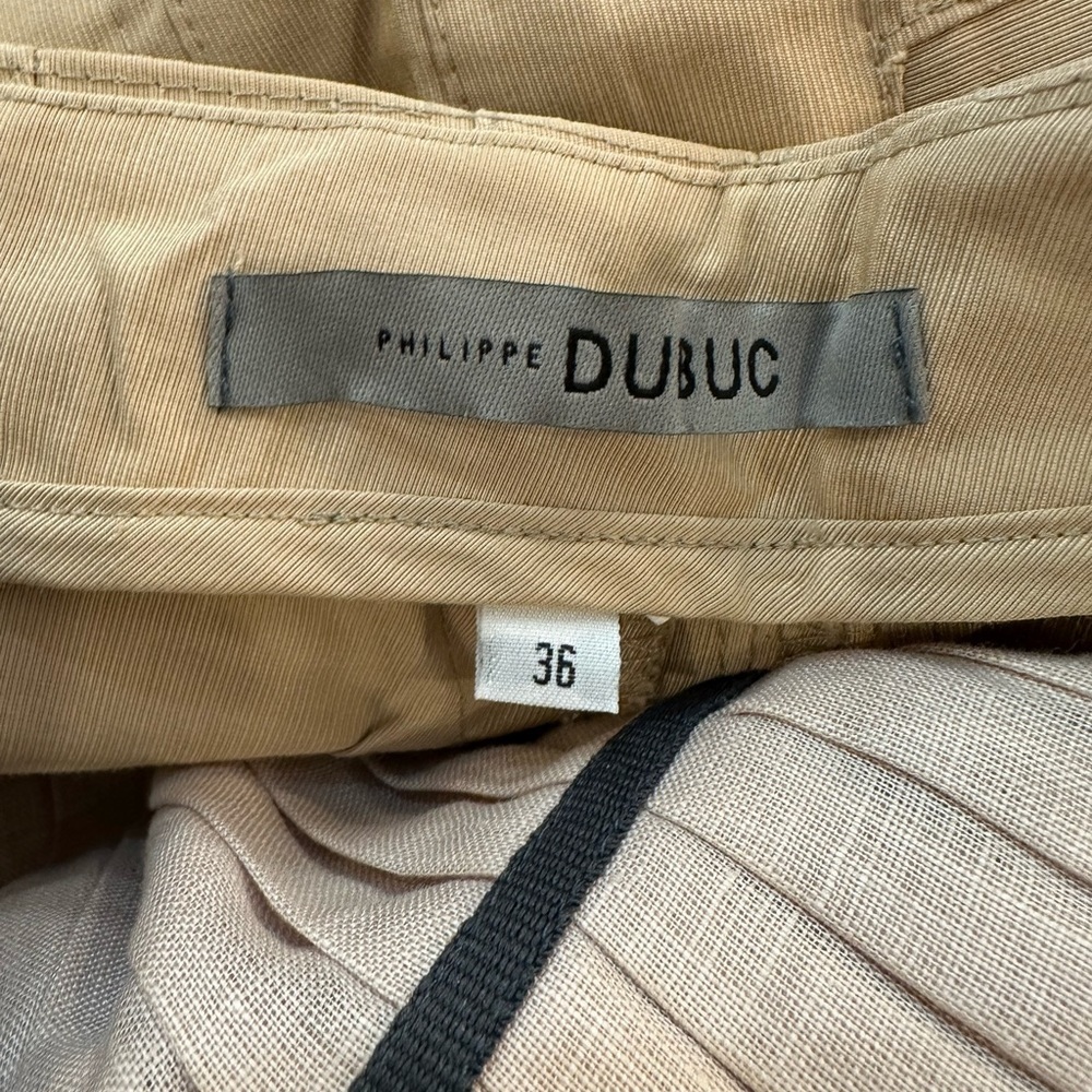 Phillipe Dubuc beige skirt pleats buckle distressed SZ36 4-6 (S) EUC - Picture 5 of 7